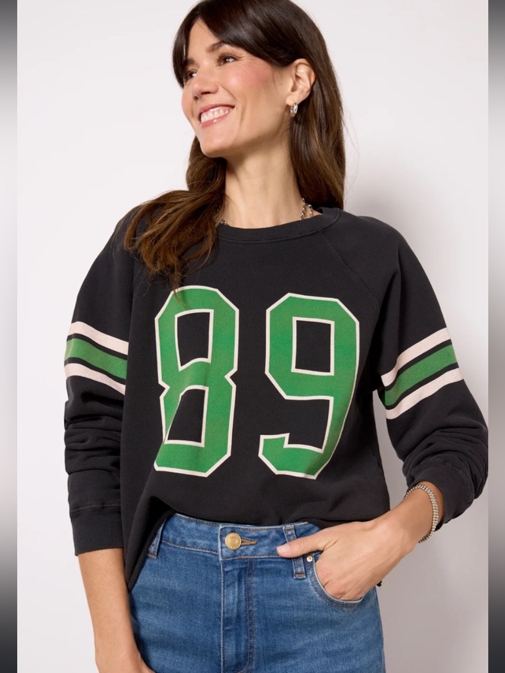 Original Retro Brand Black Crewneck Sweater with Green '89' Graphic